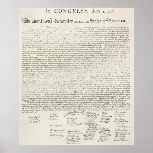 Poster Déclaration d'indépendance des États-Unis (Devant)