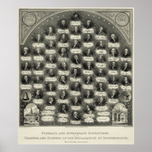 Poster Déclaration d'indépendance Portraits Signatures