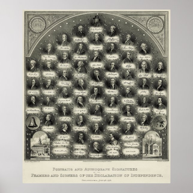 Poster Déclaration d'indépendance Portraits Signatures (Devant)