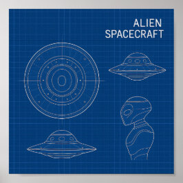Poster Décoder l'inconnu - Alien Spacship Blueprint Pos