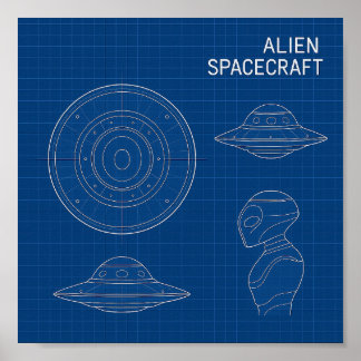 Poster Décoder l'inconnu - Alien Spacship Blueprint Pos
