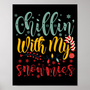 Poster Décontracté Avec Mes Snowmies T Shirt De Noël Mign