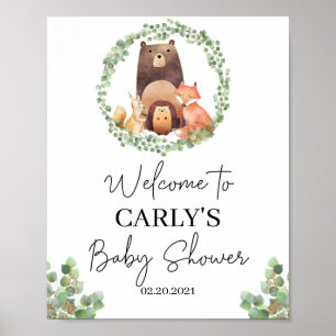 Poster Décor baby shower Bois signe d'accueil