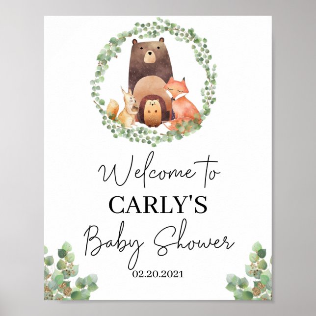 Poster Décor baby shower|Bois| signe d'accueil (Devant)