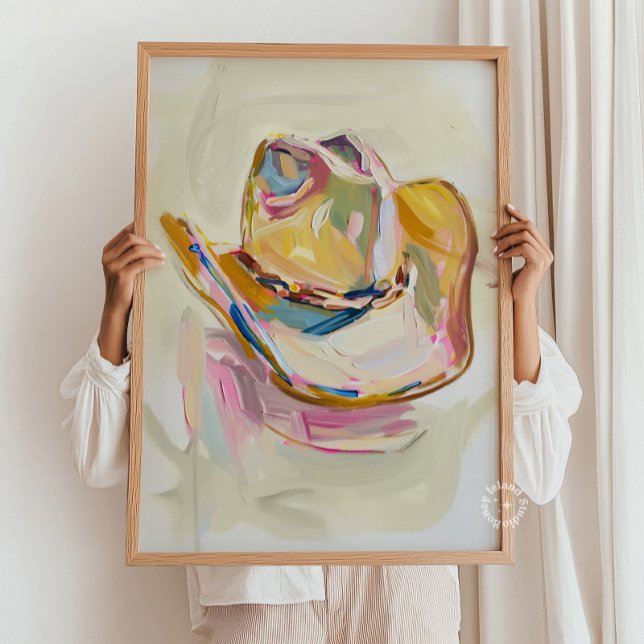 Poster Décor Casquette Cowgirl, Western Ranch Pastel (Cowgirl Hat Art, Western Wall Decor, Ranch Style Artwork, Pastel Western Print, Rustic Chic Wall Art)