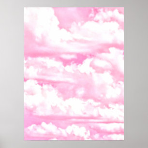 Poster Décor Clair Rose Élégant Nuages