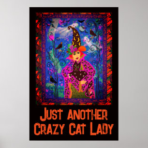 Poster Décor Crazy Cat Lady Halloween