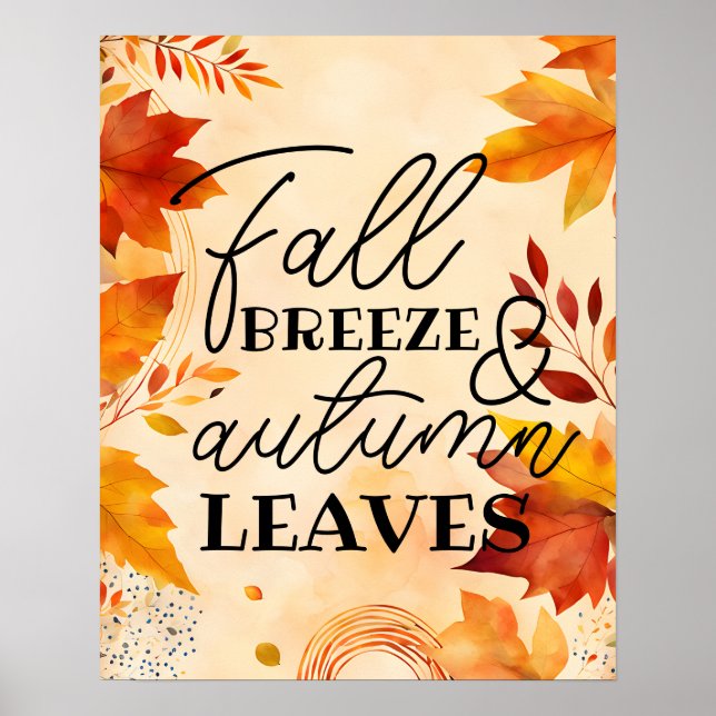 Poster Décor d'automne : brise d'automne et feuilles d'au (Devant)