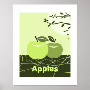 Poster Décor de Cuisine aux Pommes Vertes