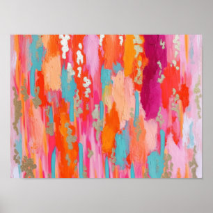 Poster Décor de dortoir prépa Abstrait Or Rose