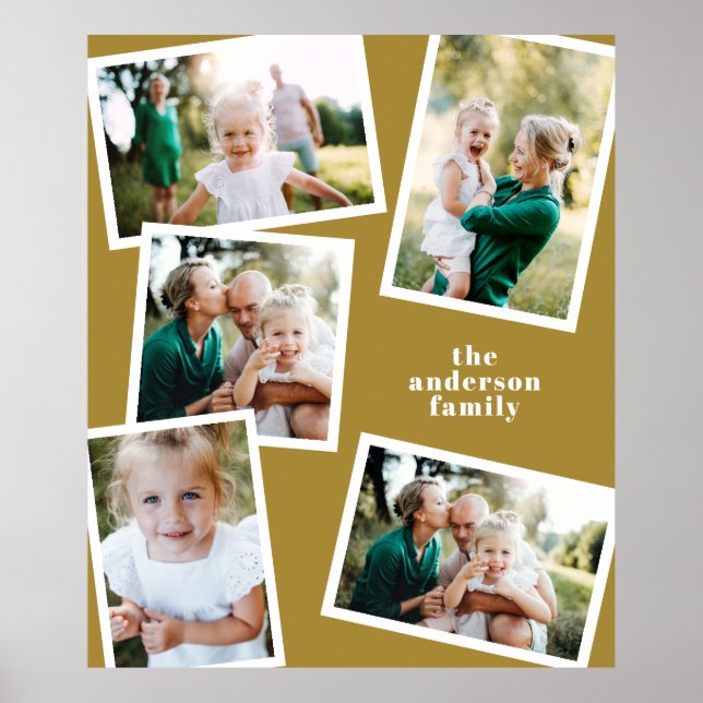 Poster Décor de famille moderne moutarde multi photo (Devant)