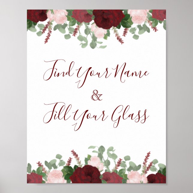 Poster Décor de Fête des mariées Rose rose Bourgogne (Devant)