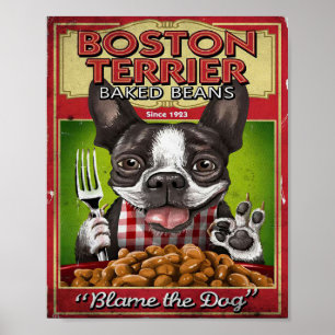 Poster Décor de haricots cuits au Terrier de Boston   Cad