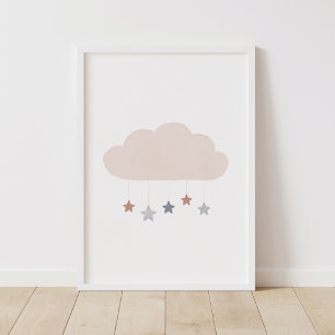Poster Décor de la crèche de Boho en nuage d'aquarelle ne