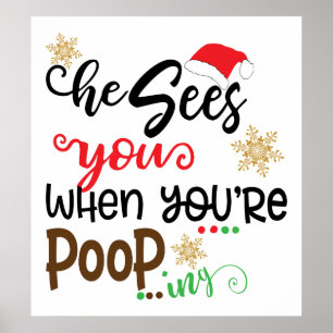 Poster Décor de la salle de bain amusant Père Noël