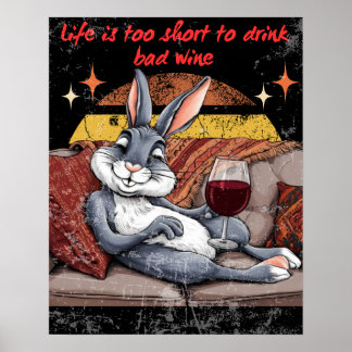 Poster Décor De Lapin De Vin Sassy