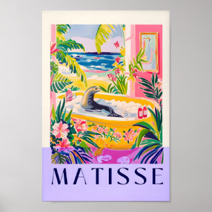 Poster Décor De Maison De Plage Rose, Lion De Mer Dans La