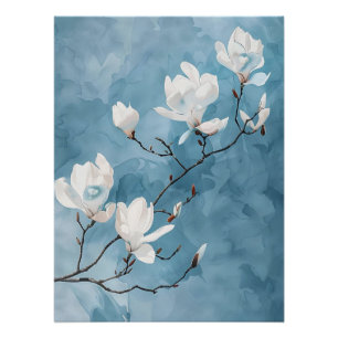 Poster Décor de mur d'art Magnolia bleu