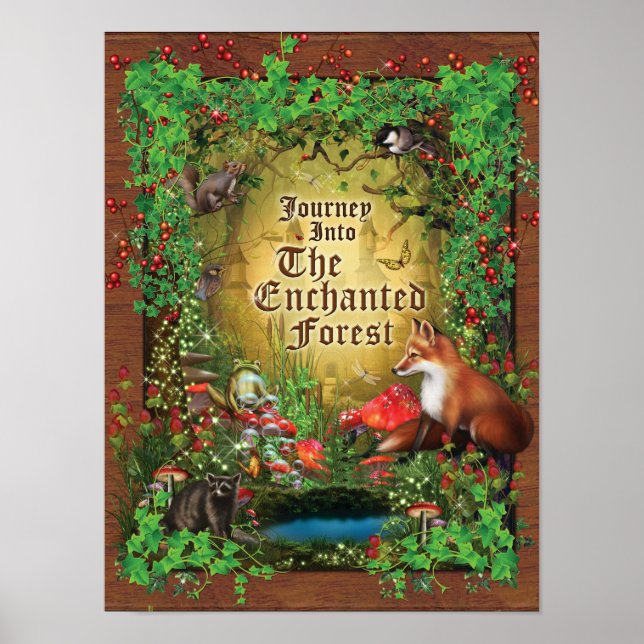 Poster Décor de mur de forêt enchanté (Devant)