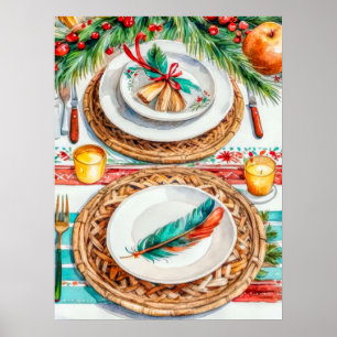 Poster Décor de Noël élégant inspiré par Boho