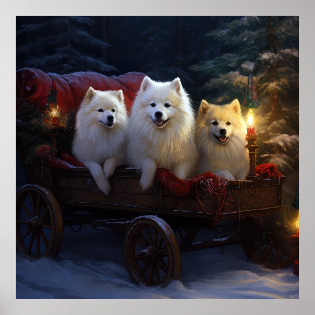 Poster Décor de Noël Eskimo Snowy Sleigh (Devant)