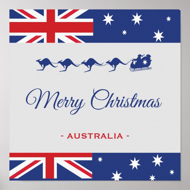 Poster Décor de Noël Kangaroo, Joyeux Animal Australie (Devant)
