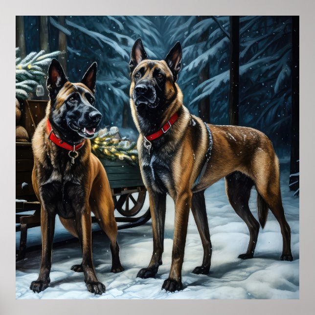 Poster Décor de Noël Malinoi Snowy Sleigh (Devant)