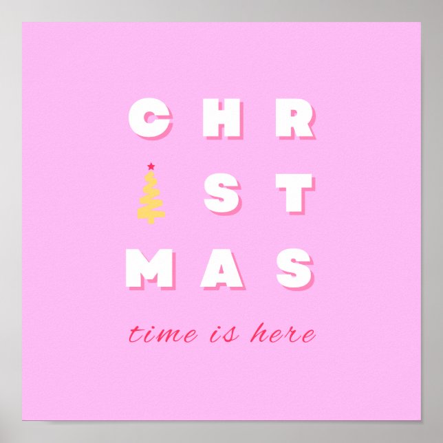 Poster Décor de Noël rose Abstrait (Devant)