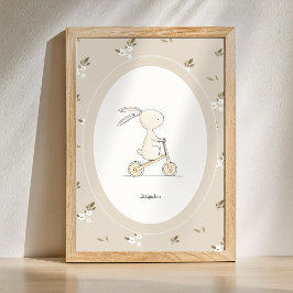 Poster Décor de nurserie de lapin mignon personnalisé - N