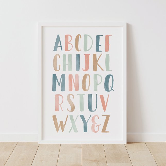 Poster Décor de nurserie pour fille avec alphabet pastel  (Créateur téléchargé)