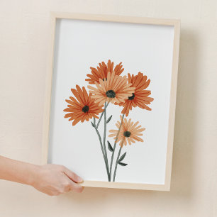 Poster Décor de pépinière à fleurs de Cosmos orange