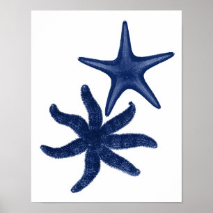 Poster Décor de plage Star Fish Navy