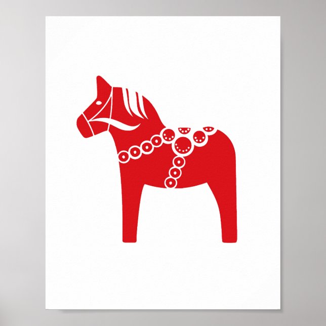Poster Décor de vacances Cheval de Noël scandinave (Devant)