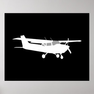 Poster Décor de vol classique Cessna Silhouette