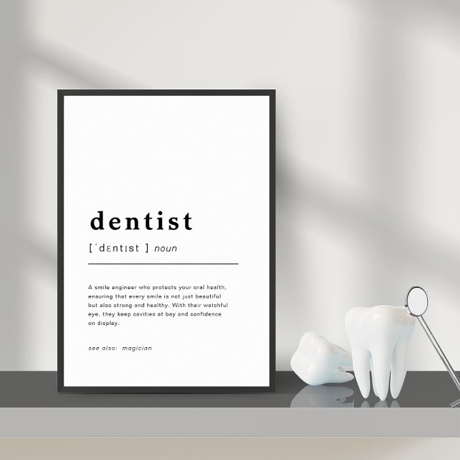 Poster Décor Dentaire Dentiste Définition Mur Imprimer (Dental Office Decor Dentist Definition Wall Print)