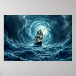Poster Décor d'imaginaire sombre épique de voilier
