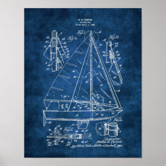 Poster Décor du mur nautique Plan du bateau à voile #3
