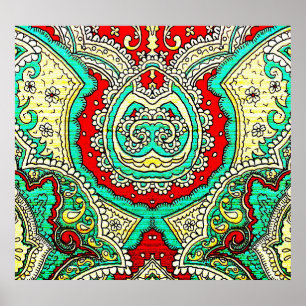 Poster Décor néon arabesque : style années 80.