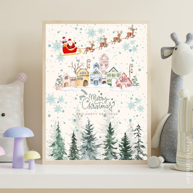 Poster Décor Nourriture de Noël en aquarelle mignonne (Créateur téléchargé)