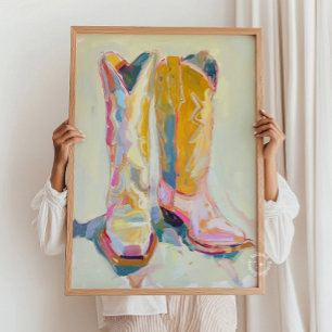 Poster Décor Peinture Botte de fille, Western Ranch