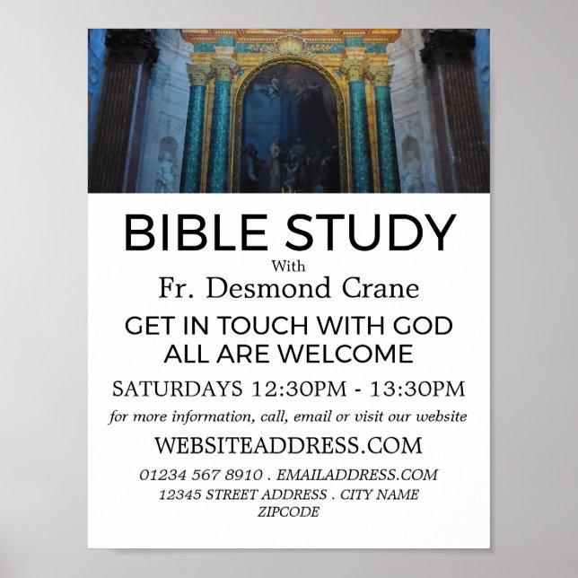 Poster Décor Spirituel, Classe Bible Chrétienne Publicité (Devant)