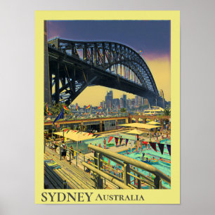 Poster Décor vintage de mur de voyage de pont de port de