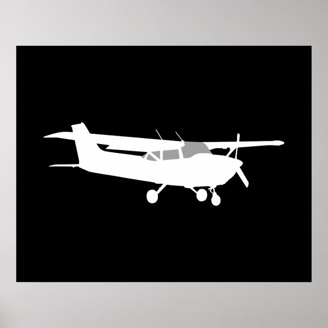 Poster Décor volant Silhouette Cessna Classique de l'aéro (Devant)