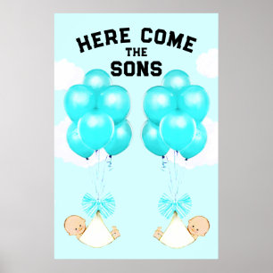 Poster décoratif Baby shower Twin Boys