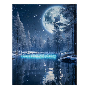 Poster Décoration Murale de Forêt Enneigée   Scène de Nat