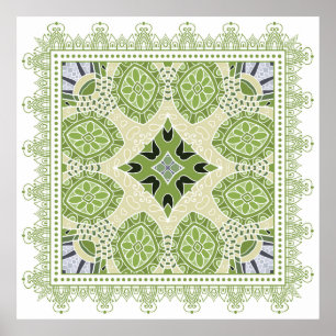 Poster Decorative colorful ornament on white background,