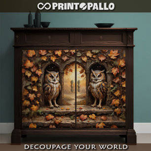 Poster Decoupage - Deux hiboux face à l'automne