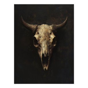 Poster Découpage gothique du crâne taureau