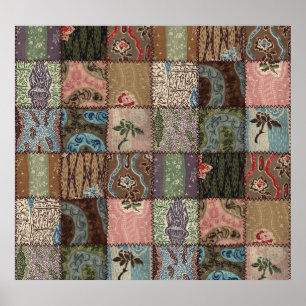 Poster Découpe à patchwork, texture 3D.