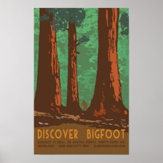 Poster Découvrez Bigfoot dans Redwood Forrest